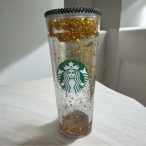 Gold glitter Starbucks tumbler